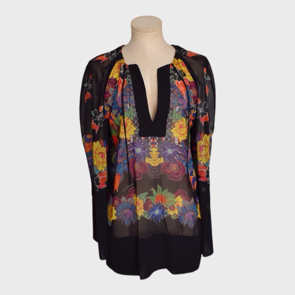 Just Cavalli Floral Chiffon Caftan Tunic Made in Italy